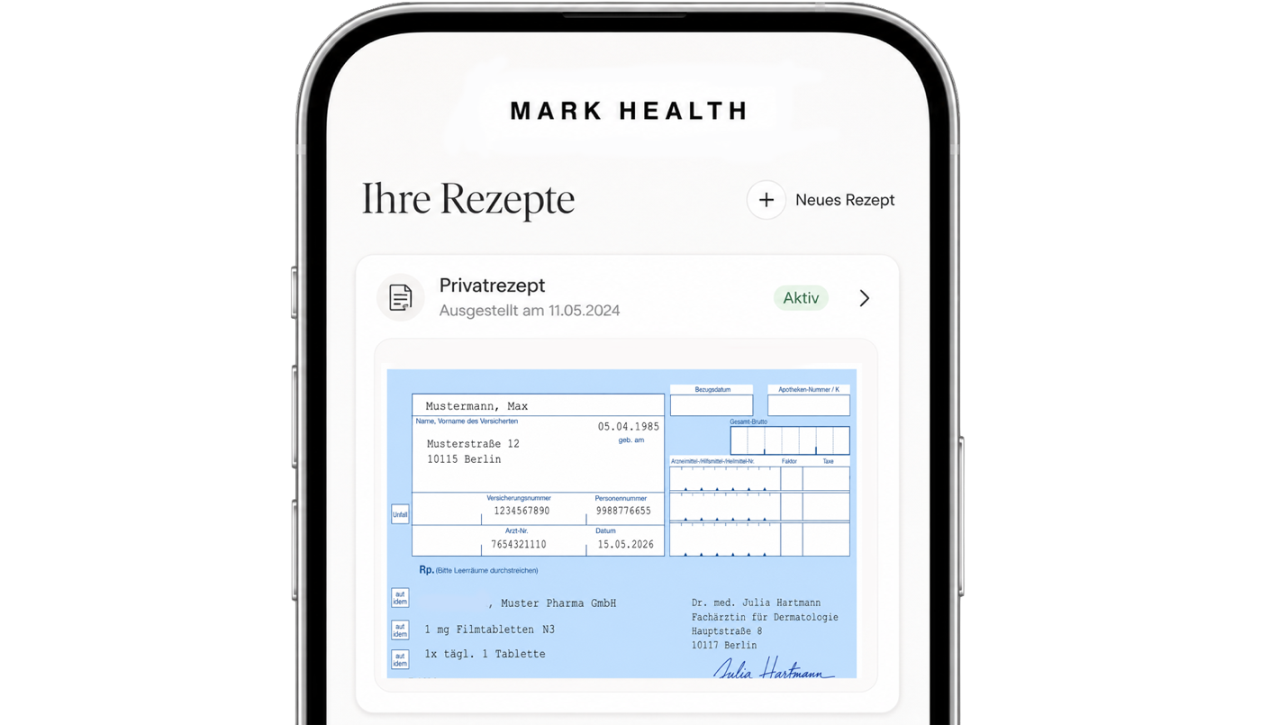 Privatrezept in der Mark Health App